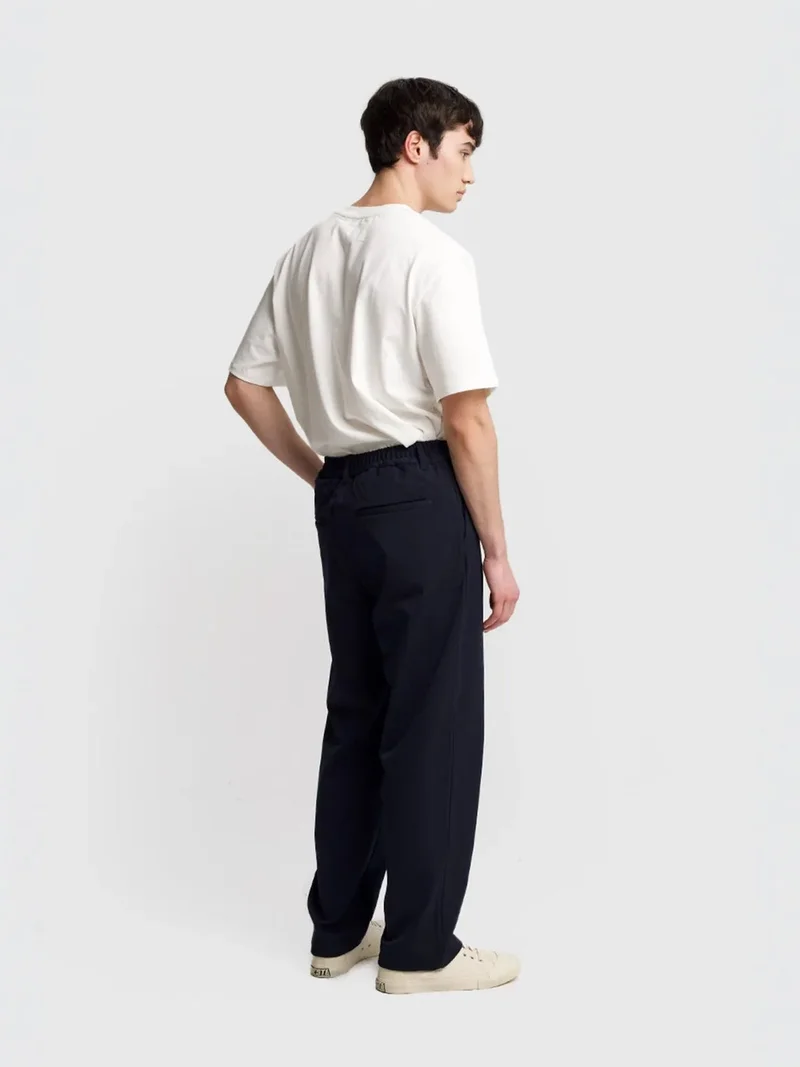 Giesto Navy Blue GIESTO Pleated Straight Leg Pants for Men | Best Price UAE